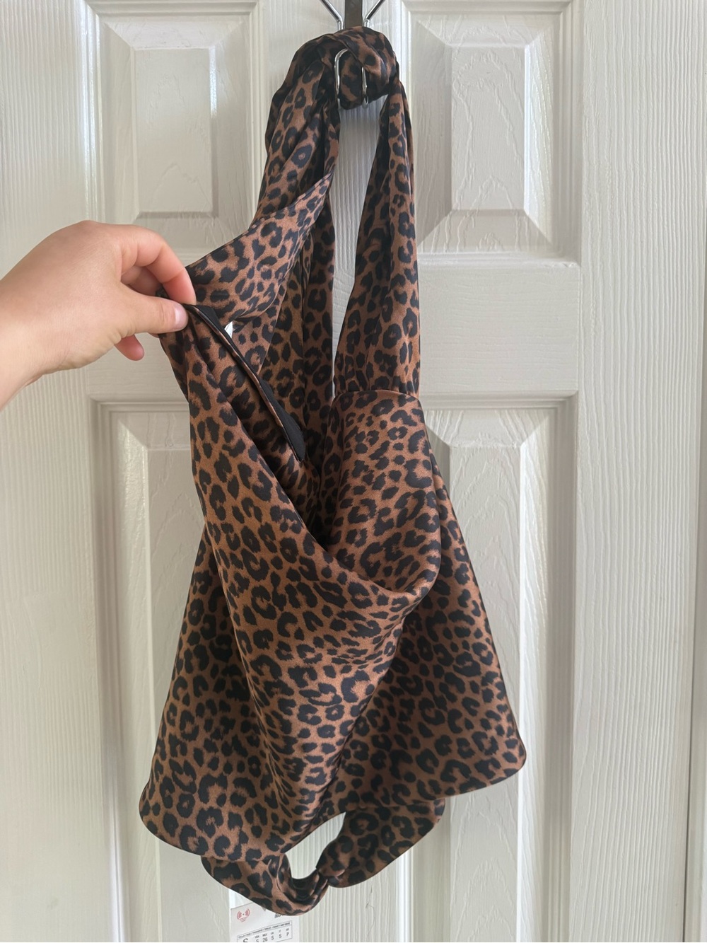 Zara Brown and Black Leopard Halter Top